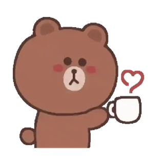 🐻 Brown orso, orso bruno, carino, kawaii, amore, caffè whatsapp sticker