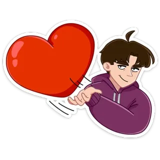 ❤️ หัวใจ, ความรัก, เด็กผู้ชาย, การ์ตูน, สติกเกอร์, ความรัก, อารมณ์ telegram sticker