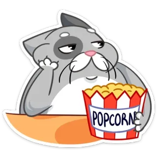 🍿 POPCORN 猫, 爆米花, 食物, 动物, 观看 telegram sticker
