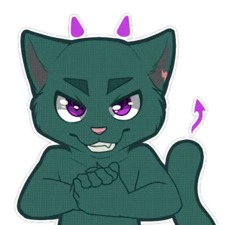 😈 แมว, ปีศาจ, น่ารัก, สัตว์, การ์ตูน, สติกเกอร์ telegram sticker