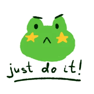 💪 just do it! rana, motivazionale, adesivo, cartone animato, fallo, testo whatsapp sticker