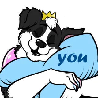 😃 you cane, corona, cuscino, dormire, carino, cartone animato whatsapp sticker