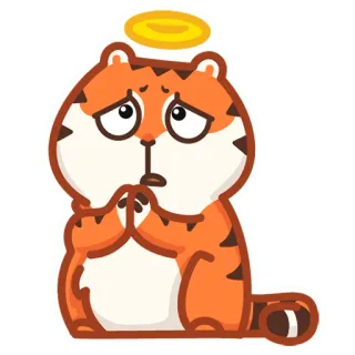 🙏 tiger, animal, cute, sad, halo, kawaii, cartoon telegram sticker