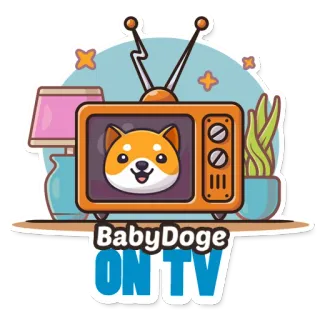 📺 BabyDoge ON TV dog, meme, crypto, baby doge, tv, cartoon telegram sticker