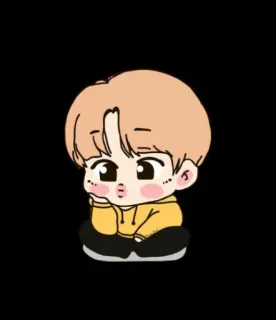 😚 Dessin animé, Mignon, Kawaii, Chibi, Garçon, Assis whatsapp sticker