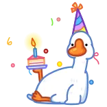 🥳 gans, geburtstag, party, tier, kuchen telegram sticker