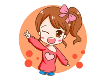 😮 desenho animado, garota, fofo, sinal de paz, anime whatsapp sticker