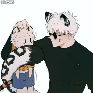 🖤 Anime, Orecchie da lupo, Orecchie da animale, Cartone animato, Personaggio whatsapp sticker