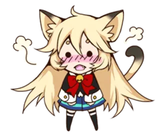 😳 Chibi, Anime, Orecchie da gatto, Arrossire, Carino, Kawaii telegram sticker
