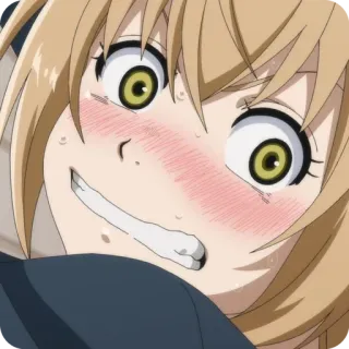 🙂 アニメ, 照れ, 興奮, 女性, 女性 telegram sticker
