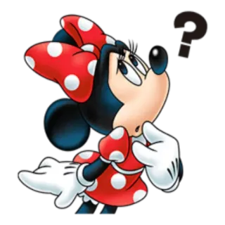 ❓ Minnie Mouse Minnie Mouse, Disney, cartoon, question, thinking whatsapp sticker