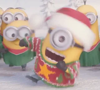 😍 Minion minion, christmas, santa hat, cartoon, holiday telegram sticker