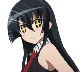 🌟 Akame Akame ga Kill! Аниме, Девушка, Черные волосы, Акаме, Akame ga Kill, Милая, Обеспокоенная telegram sticker