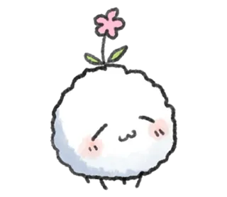 💭 かわいい, キュート, 白, ふわふわ, キャラクター, 花, ミニマル telegram sticker
