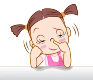 😏 dibujos animados, niña, nariz, lindo, niño telegram sticker