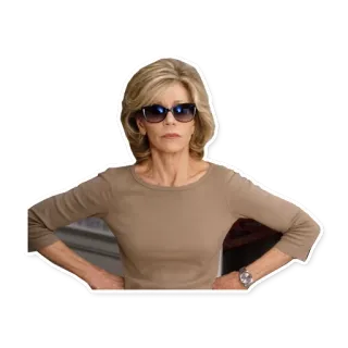 😎 Jane Fonda aktorka, celebrytka, Jane Fonda, kobieta, okulary przeciwsłoneczne, portret telegram sticker