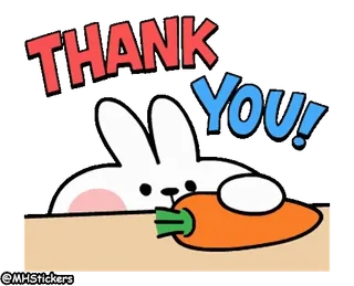 🙏 THANK YOU! obrigado, coelho, coelhinho, cenoura, fofo, saudação, agradecimento whatsapp sticker