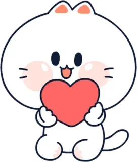 ❣ gatto, cuore, amore, carino, adesivo, cartone animato telegram sticker