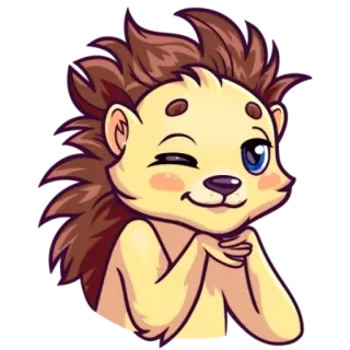🙂 ёж, животное, мультфильм, милый, каваий, подмигивающий whatsapp sticker