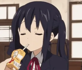 🎀 Azusa Nakano K-On! アニメ, 漫画, 中野梓, けいおん!, 飲酒, 可愛い, 女の子, かわいい whatsapp sticker