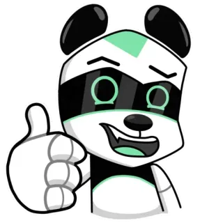 👍 Panda, Robot, Kciuk w górę, Kreskówka, Postać, Naklejka telegram sticker