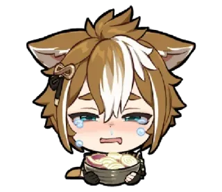 😭 Gorou Genshin Impact anime, dog, crying, bowl, game, sad telegram sticker