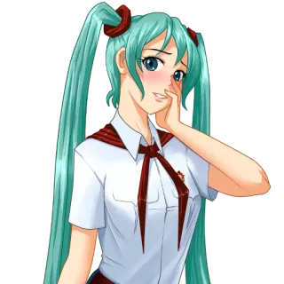 😊 Hatsune Miku anime, uniforme escolar, miku, vocaloid, garota telegram sticker