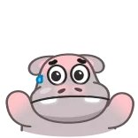 😱 гиппопотам, мультфильм, животное, смешной, милый, эмодзи telegram sticker