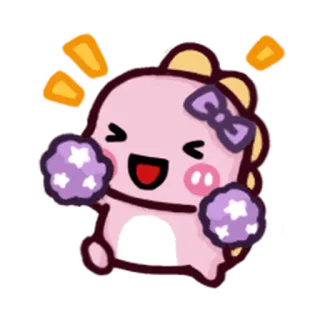 😀 dinosaurier, jubeln, niedlich, rosa, cartoon, tier whatsapp sticker