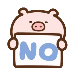 ⭐️ NO Maiale, No, Carino, Cartone animato, Animale, Rifiuto telegram sticker