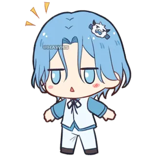 ❗️ @HAWKS Anime, Sticker, Süß, Blaue Haare, Chibi telegram sticker