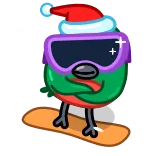 😎 ステッカー, 漫画, スキー, スキー, 冬, 雪, 赤, クリスマス telegram sticker