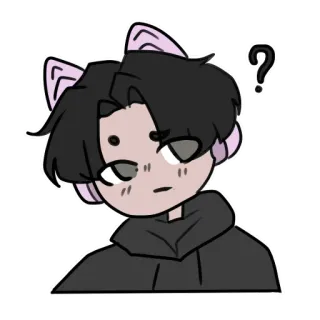 ❓ Anime, Personaje, Lindo, Signo de interrogación, Orejas de gato whatsapp sticker
