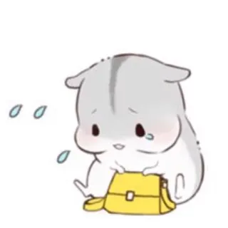 😢 hamster, triste, mignon, animal, kawaii, dessin animé whatsapp sticker