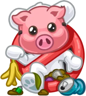 🚫 cochon, anti-déchets, déchets, dessin animé, animal, environnement, ordures, pollution telegram sticker
