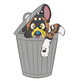 🗑 Dessin animé, Animal, Poubelle, Chien, Sticker whatsapp sticker