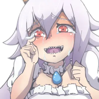 😛 Bowsette bowsette, fanart, anime, videogame personage, huilen, verdrietig, manga telegram sticker