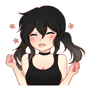 🥰 garota anime, desenho animado, sorrindo, flores, fofo telegram sticker