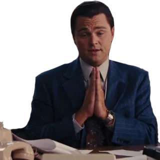 🙏 Jordan Belfort The Wolf of Wall Street Леонардо ДиКаприо, молитва, фильм, финансы, мем telegram sticker
