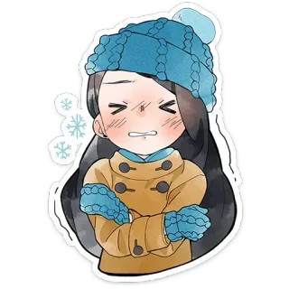 🥶 frio, inverno, desenho animado, menina, neve, congelante, fofo, adesivo telegram sticker
