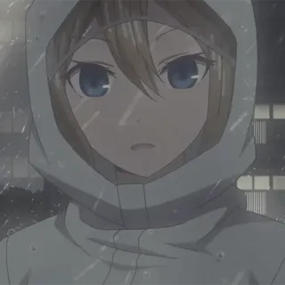 😧 Anime, Mädchen, Kapuze, Regen telegram sticker