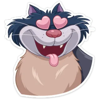 😍 chat, dessin animé, animal, autocollant, amour, yeux en cœur telegram sticker