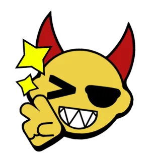 ✌️ diabo, emoji, chifres, gesto ofensivo, desenho animado, amarelo telegram sticker