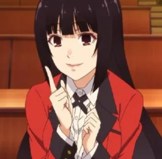 💗 Yumeko Jabami Kakegurui Anime, Nhân vật, Cô gái, Áo khoác đỏ, Tóc đen telegram sticker
