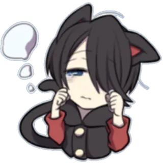 😕 аниме, кот, плачет, грустный, милый, каваи, манга, чиби whatsapp sticker