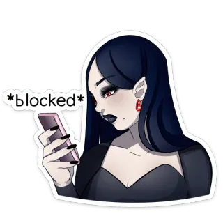 ☎️ blocked Вампир, Готика, Заблокирован, Телефон, Мультфильм, Стикер whatsapp sticker