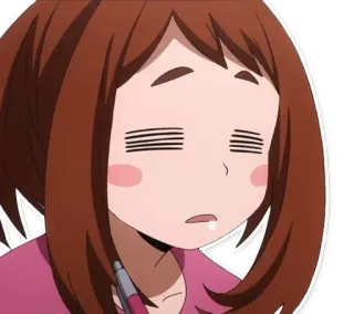 😴 Ochaco Uraraka My Hero Academia anime, ochaco uraraka, my hero academia, character, tired, cute telegram sticker
