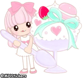 😋 @MHStickers carino, dolce, ragazza, kawaii, rosa, adesivo telegram sticker