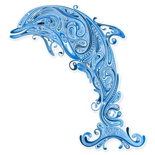 🐬 dolphin, water, sea, ocean, animal, mammal, decorative, art telegram sticker