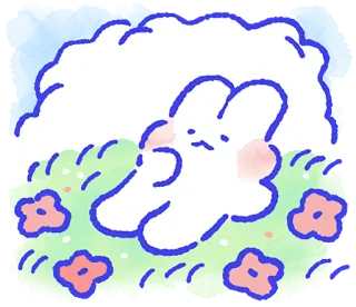 😌 Hase, Kaninchen, süß, Blumen, Gras, Tier telegram sticker